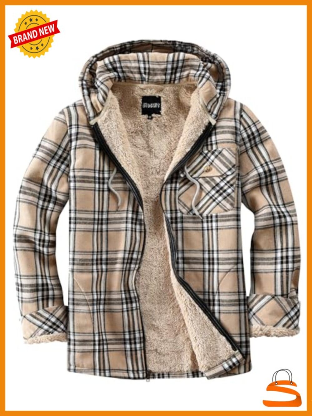 Fleece Flannel Plaid Jacket Sherpa Hoodie Full Zip
